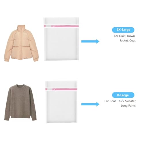 2PCS X-Large Heavy-Duty Mesh Laundry Bag: Ideal for Bulky Items - Wash & Store Down Jackets, Sheets, Sweaters | Multi-Purpose Lingerie Washing Bag for Delicates & Travel Storage,24X24’+20X24’ - color: X-Large Fine Net