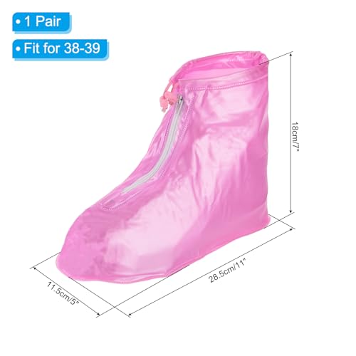 PATIKIL L Waterproof Shoe Cover, 1 Pair PVC Reusable Non-Slip Overshoes Rain Shoe Covers Galoshes Snow Boot Protector with Zipper for Men Women Rainy Outdoor, Pink - color: Pink, size: L(5.5-6.5)