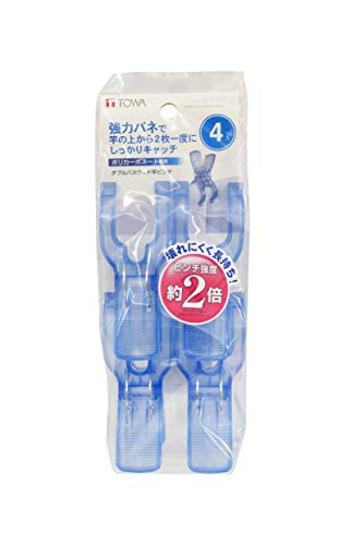 Towa Sangyo CLR WC2-01 Double Spring Wide Rod Pinch, 4P, Blue, Width 2.4 x Depth 1.6 x Height 3.9 inches (6 x 4 x 9.8 cm) - style: Double Spring Wide Rod Pinch