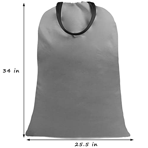 Sanlykate Large Canvas Cotton Laundry Bag with Drawstring & Handles, Heavy Duty Durable Dirty Clothes Organizer, Tear Resistant Hamper Liner Storage Bag, Travel Sack, 25.5 x 34inch - Dark Grey - color: Dark grey