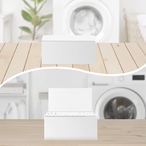 Acrylic Dryer Laundry Sheet Holder Dispenser Container Box with Lid, White - color: White