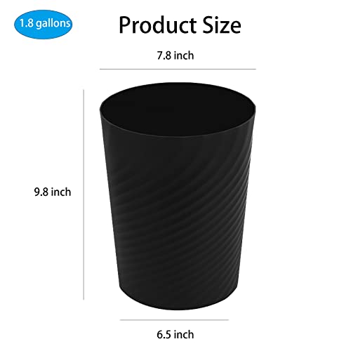 Plastic Small Bathroom Trash Can Wastebasket Garbage Can, Black, 2 Pack - color: Black, size: 1.8 Gallon/2 Pack