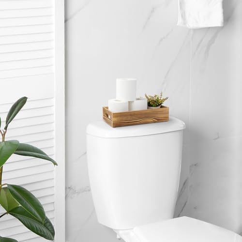 ALELION Bathroom Basket for Toilet Tank -Wooden Decorative Back of Toilet Basket Organizer for Organizing Paper, Towels, and Bathroom Accessories, Brown - color: Brown, size: 13 Inch