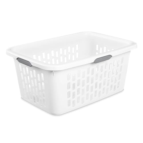 Sterilite Rectangular Laundry Basket, Plastic Clothes Hamper, 6-Pack - color: 2.0 Bushel - White, size: 6 Pack