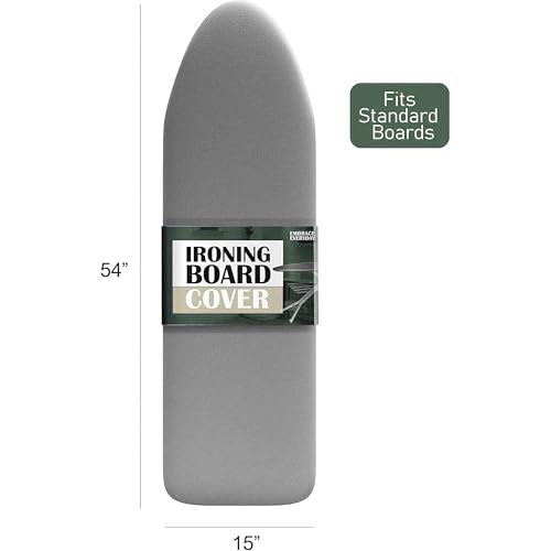 Hearth & Harbor Ironing Board Cover and Pad 15x54 Full Size, Thick Heavy Duty Scorch Resistant Padding Elastic Edge Hook & Loop Fastener, Iron Board Cover with Padding, Light Grey - color: Light Grey