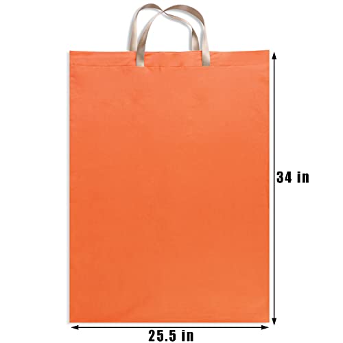 LOLOMLO Extra Large Canvas Laundry Bags with Handles & Drawstring Closure, Heavy Duty Tears Resistant Clothes Storage Travel Bags,25.5"x34",Orange - color: Orange
