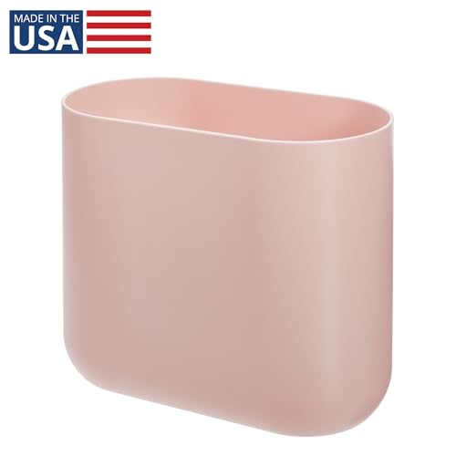 iDesign Small Slim Plastic Bathroom Trash Can, Pink - color: Pink, style: Pack of 1