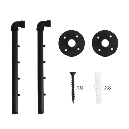 Industrial Wall Pipe Clothes Bar,Wall Mounted Closet Bar - color: Black 2 Pack