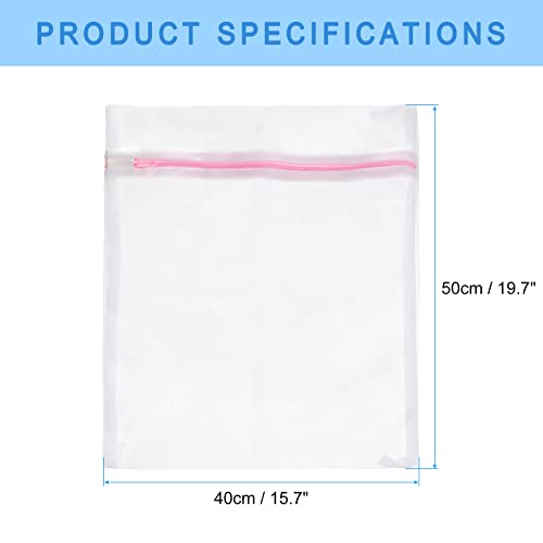 uxcell Mesh Laundry Bags, 5Pcs 15.7"x19.7" Mesh Wash Bag Fine Net Travel Storage Organize Bag with Zipper for Delicate Clothing Laundry Stocking, Pink - color: Pink, size: 15.7"x19.7"