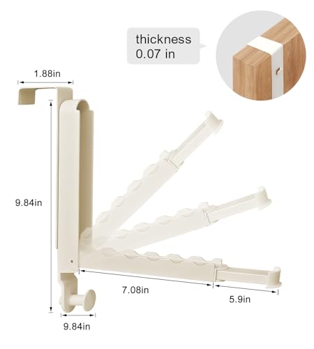 2 Pack Extended Folding Over The Door Clothes Drying Rack for Laundry,Super Heavy Duty Aluminum Alloy Over The Door Hanger with Retractable Rod Organizer Coat Towels Hanging Rack(Ivory)