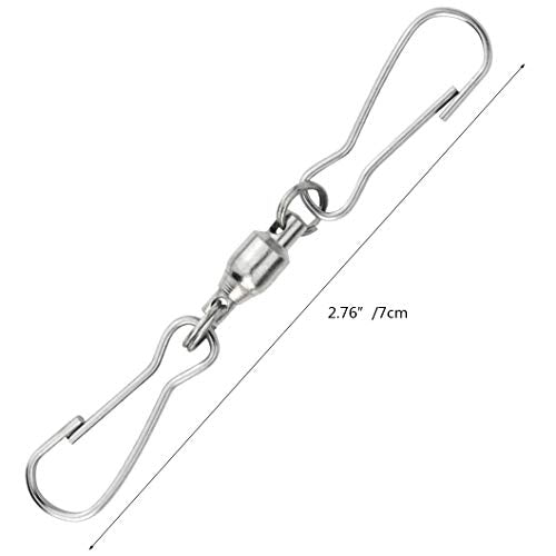 30 Pack Swivel Dual Clips, 2.76" Length Smooth Spinning Dual Clip Spiral Wind Spinner Hangers Twist Hanging Hooks for Windsocks, Plant, Flower, Bird Feeder, Kites, Lights, Flags, Lanterns, Party