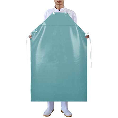 Surblue Waterproof Rubber Vinyl Apron Project Industrial Chemical Resistant Work Safe Clothes,Anti-Corrosion Rubber Apron Staying Dish washing, Lab Work, Butcher, Dog Grooming, Cleaning Fish (SkyBlue) - color: Skyblue