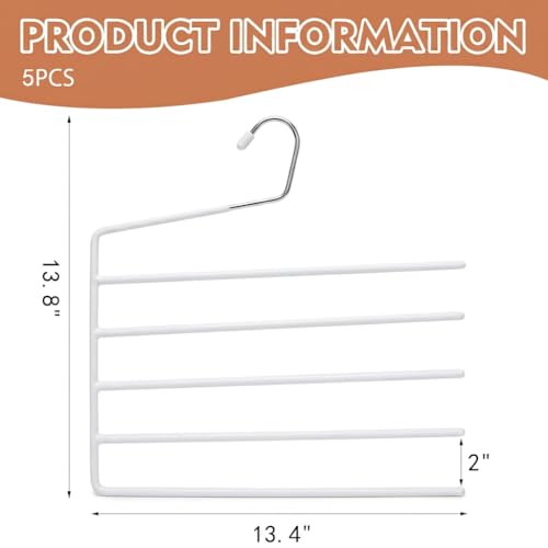 5 Pack 5-Tier Garden Flag Hangers, Garden Flag Storage Heavy Duty Multi Layers Space Saving, Organizer Holder, Non-Slip Open-Ended Design for Garden Flags, Pants, Jeans, Ties & More (White) - color: White