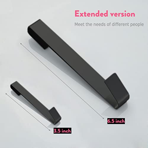 Extended Shower Hooks, Towel Hooks for Frameless Glass Shower Door, 3 Pack Matte Black Stainless Steel - color: Matte Black, size: Extended