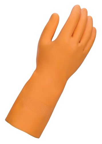 Mr Clean Ultra Grip Heat-Resistant Reusable Gloves with Soft Cotton Flock Lining, Orange, Small - size: Small (Pack of 2)
