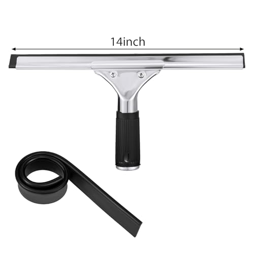 6 Pcs 14'' Window Squeegee with Replacement Rubber Blade - size: 14''