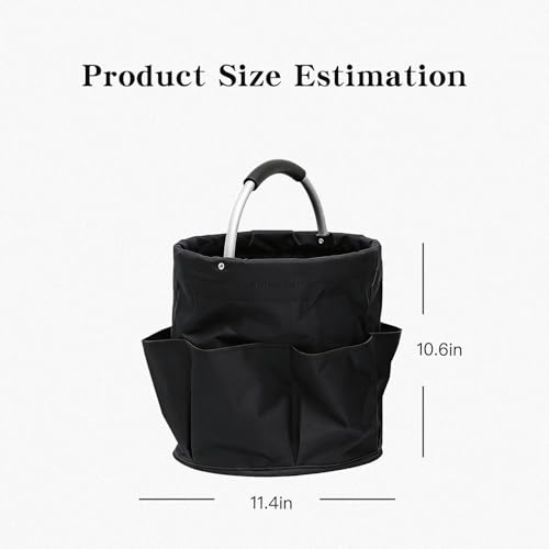 Tool Bucket Organizer 2-Pack, 17L Foldable Cleaner Caddy with 6 Pockets,Handle for Garden、Family and Bathroom, Can Also be Used as a Beach Basket or Shopping Basket,Black+Navy Blue