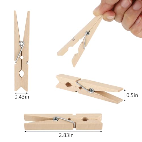 50Pcs Large Wooden Clothes Pins 2.9 Inch, Natural Wood Clips for Crafts, Classroom Projects, Chip Bags, Heavy Duty Spring - color: Wood-50pcs-2.9inch