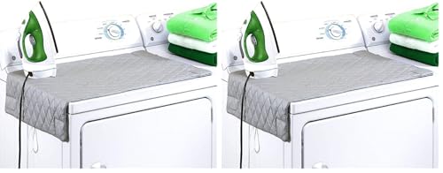 Magnetic Ironing Mat Blanket, Iron Board Alternative Cover, Quilted Washer Dryer Heat Resistant Pad/Portable Cover/Mat Grey 33"X 18" Iron Anywhere (Pack of 2) - size: 33 x 19 inch (Pack of 2)