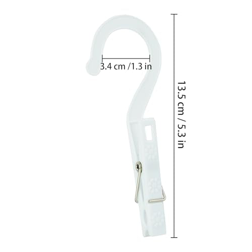 New Talent Laundry Hooks Clip Set of 12, Clothing Pin Hooks, Plastic Clothes Hangers, for Bathroom Travel Portable,White