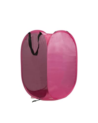 Collapsible Laundry Hamper Foldable Clothes Basket with Mesh Sides Handles for Storage and Organization Pink BLC732-01