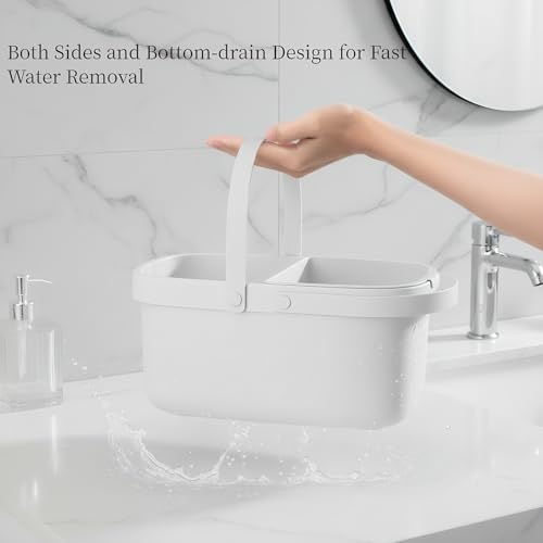 Pulseplay Plastic Shower Caddy Basket with Handle,White - color: White