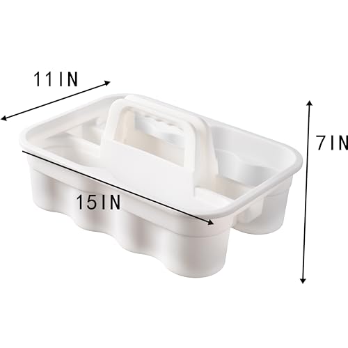 Matthew 5 Pack Large Plastic Tote Tool & Deluxe Supply Cleaning Caddy with Handle Portable Shower Basket Storage Caddy for Cleaning Products,Take-Out Drink,Bathrooms - White - color: White, size: Pack of 5