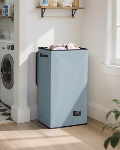 SOLEDI 100L Laundry Hamper with Lid, Large Collapsible Laundry Basket - color: Bluish-Grey, size: 100L