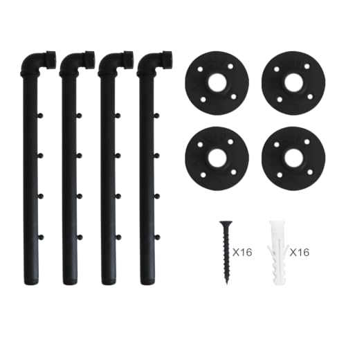 Industrial Wall Pipe Clothes Bar,Wall Mounted Closet Bar - color: Black 4 Pack