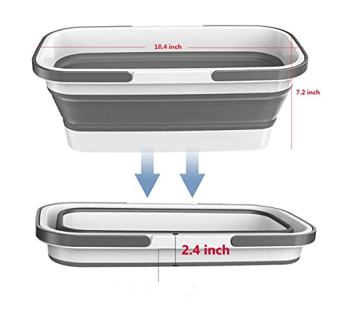 Long Plastic Rectangular Handy Baskets/Mop Buckets (Collapsible Buckets 01-Grey) - color: Collapsible Buckets 01-grey