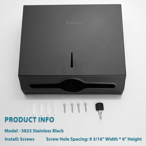Commercial Paper Towel Dispenser Wall Mount, Large Capacity Stainless Steel Folded Paper Towel Dispenser, Suitable for Bathrooms and Public Places, Matte Black - color: D-392 Black