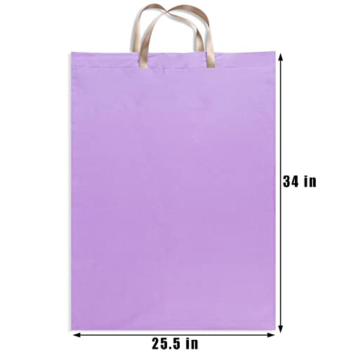 LOLOMLO Extra Large Canvas Laundry Bags with Handles & Drawstring Closure, Heavy Duty Tears Resistant Clothes Storage Travel Bags,25.5"x34",Purple - color: Purple