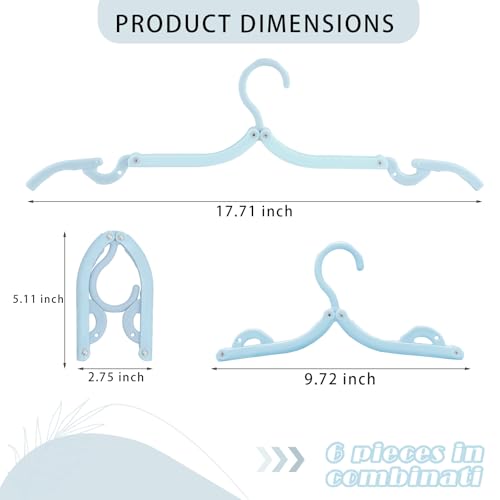 6PCS Portable Folding Clothes Hangers Clothes Drying Rack for Travel (Blue) - color: Blue