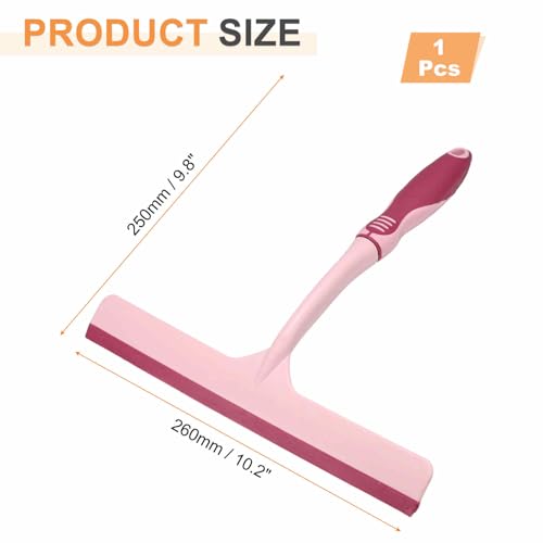 HARFINGTON Shower Squeegee 9.8 Inch Length Water Blade Cleaner Tool Household Mirror Squeegee with Hole for Windshield Window Cleaning Glass Door, Pink