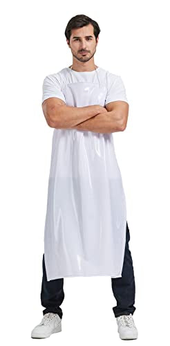 Nanxson Waterproof PVC Apron for Dishwashing Pet Grooming Meat Processing - color: White
