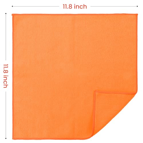 SIFANGKE Microfiber Cleaning Cloth, 12 Pack Orange Cleaning Rags for Housekeeping, Reusable Microfiber Towels for Car, Kitchen, Bathroom and Household Cleaning Supplies, 11.8"X11.8" - color: T.orange, size: 1 Count (Pack of 12)