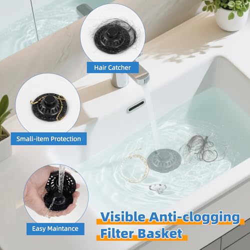 Universal Bathtub Drain Stopper, Brass Metal Shower Hair Catcher, Matte Black - color: Matte Black