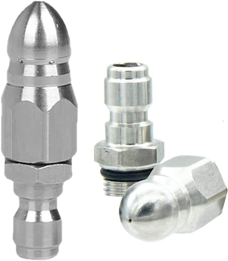 Pressure Washer Sewer Jetter Nozzle,1/4'' Quickly Connector,2 Sets, - color: Silver2