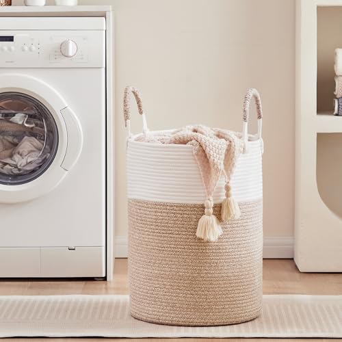 60L Large Hamper Laundry Basket Tall Woven Clothes Hamper Brown - color: Brown, size: Large (60L)