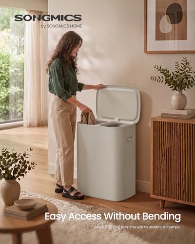 SONGMICS Laundry Hamper with Lid, 160L Double Laundry Basket, Steel Frame - color: Cappuccino Beige