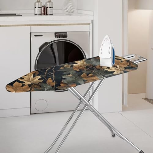 Leaves Ironing Board Cover, Full Scorch Resistant Padding, Elastic Edges, Heavy Duty Iron Pad Covers Standard Size - color: Leaves