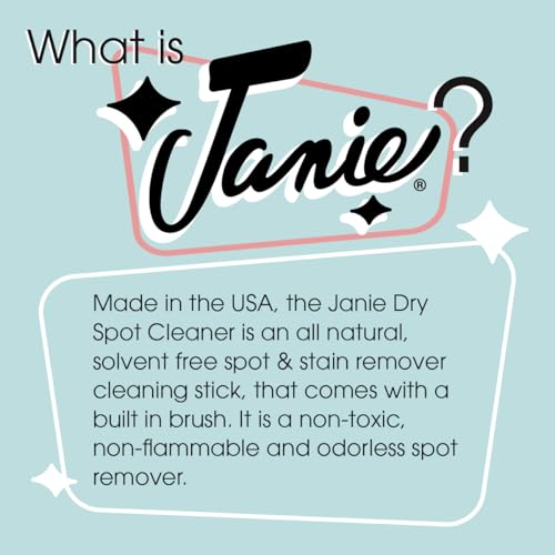 Janie Dry Stick Spot Cleaner (1.8 oz) – Instant Stain Remover Stick for Upholstery – Magic Eraser Pen for Furniture Stains – Compact, Safe, and Easy to Use - size: 1.8 Ounce (Pack of 1)