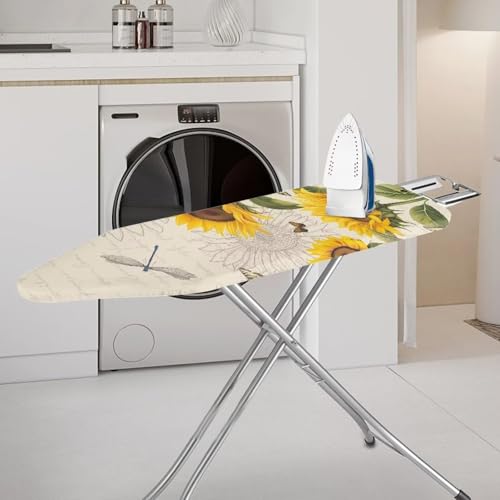 Sunflower Ironing Board Cover with Elastic Edge Stain Resistant Cover for Home Decor 15x54 Inch Ironing Board Cover Protector Standard Size Easy Installation - color: Sunflower Dragonfly