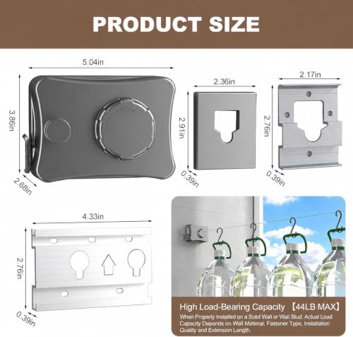 Retractable Clothesline for Indoor & Outdoor Use, Grey - color: Gray