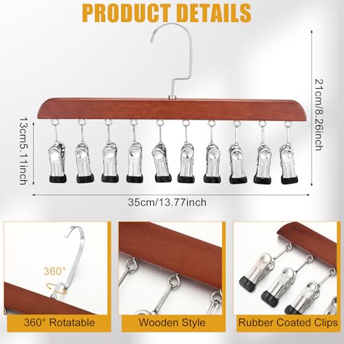 Novabright 2 Pcs Closet Organizer with 10 Clips Wooden Hat Rack for Closet, Space-Saving Hanging Organizer, Multipurpose Storage Display Accessory for Beanies, Ties, and Socks (Brown) - color: Brown