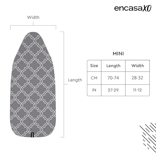 Encasa XO Ironing Board Cover and Pad 28"x12" Mini, Thick Felt - color: Grey Tiles, size: Mini (28"x12")