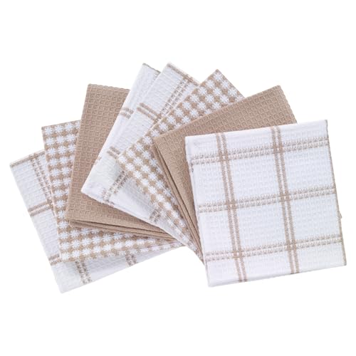 T-Fal Premium Waffle Dish Cloths: Highly Absorbent, Super Soft Long Lasting - 100% Cotton, 12"x13" Towel for Cleaning & Drying, (8-Pack), Sand - color: Sand, size: 8-Pack