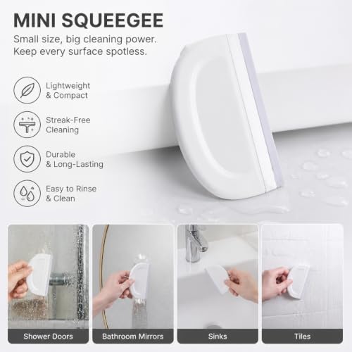Shower Squeegee Set - Silicone Glass Door Cleaner with Storage Hook