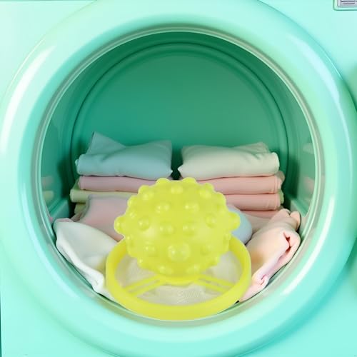 1Pc Yellow Pet Hair Remover for Laundry Reusable Hair Catcher,Pet Hair Remover Laundry, Laundry Float Trap Mesh Bag Washing Machine Hair Filter Washer Portable Hair Remover Washing Balls Lint Remover