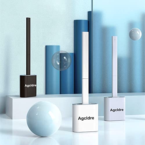 Toilet Brush with Holder Silicone Toilet Brush and Cleaning Brush for Household Bathroom Toliet Brush Set (White,Gray) - color: White,gray